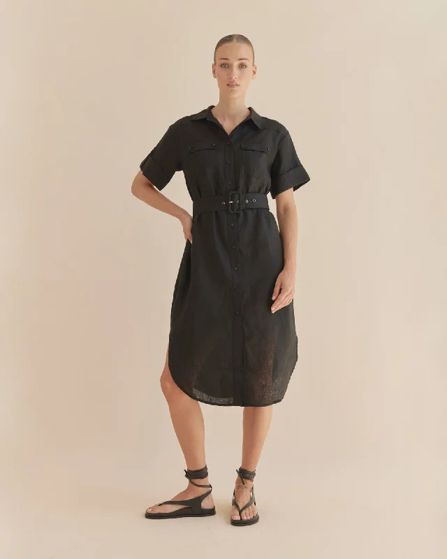 Buy More, Save More Provence Linen Shirt Dress - Black