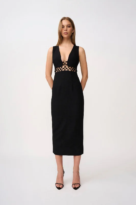Don't Wait Grazia Ring Trim Ankle Dress - Black