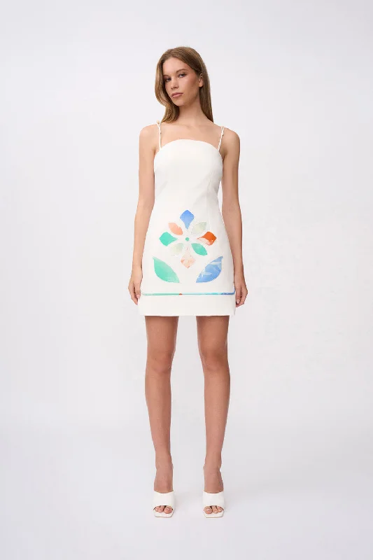 Instant Discount Sienna Sunset Bead Mini Dress - Ivory Multicolour