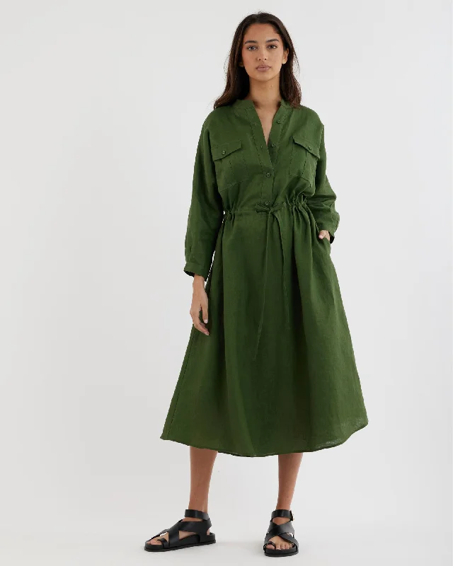 Buy Now Jade Linen Tunic Dress - Verdant