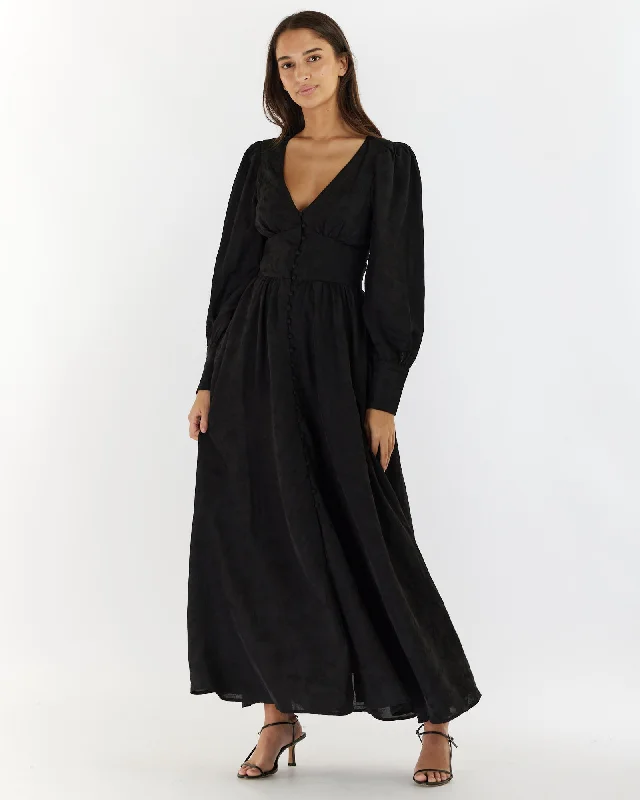 Weekend Special Loren Linen Jacquard Maxi Dress - Nero