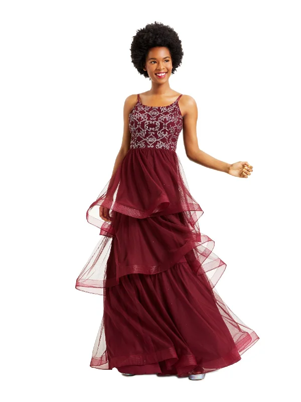 Now or Never SPEECHLESS Womens Glitter Spaghetti Strap Scoop Neck Full-Length Evening Dress