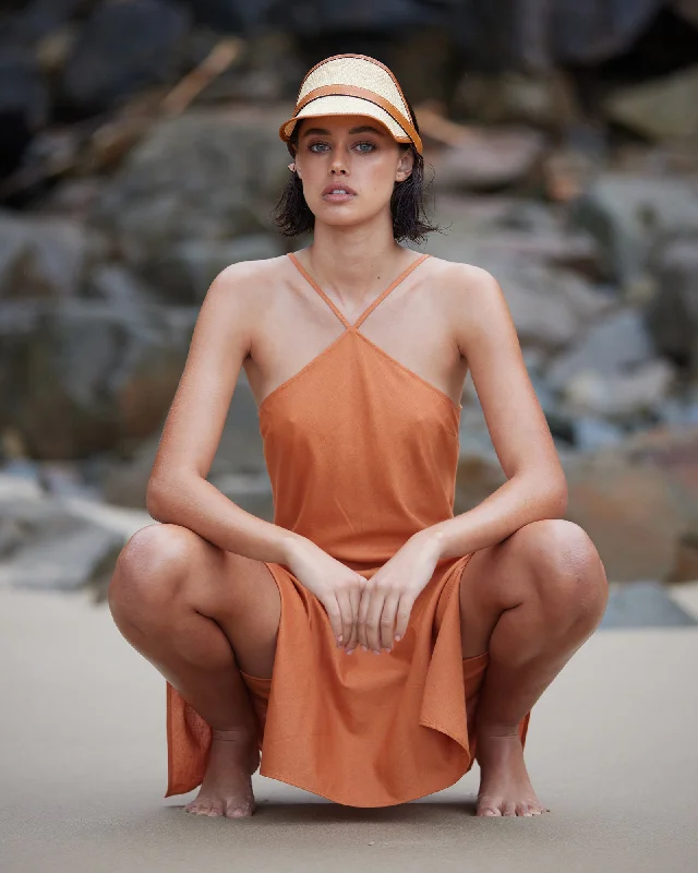 Special Buy Krisha Linen Halter Midi Dress - Burnt Orange