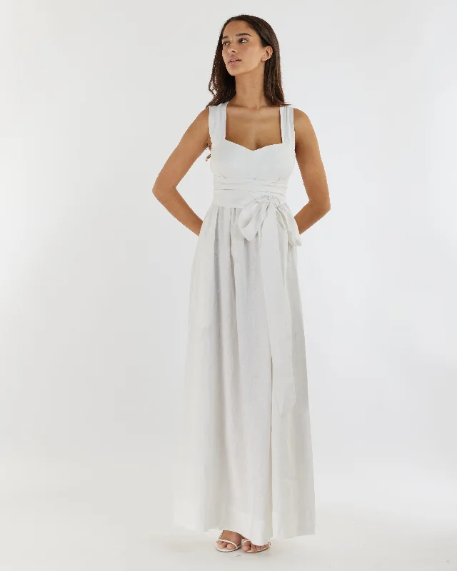 Closeout Sale Juliette Linen Maxi Dress - White