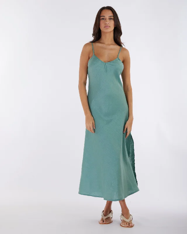 Limited Quantity Evangeline Linen Dress - Azure