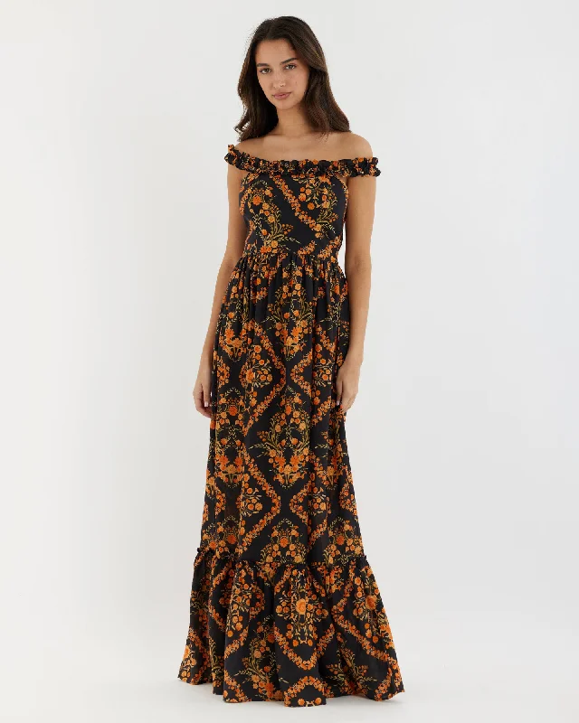 Limited Availability Fiore Ruffle Neck Maxi Dress