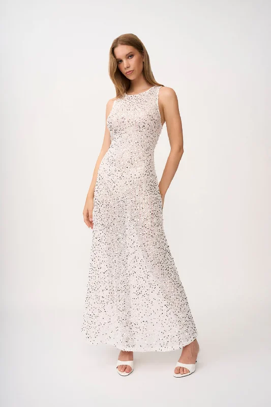 Referral Discount Stellar Sheer Sequin Dress - Silver White