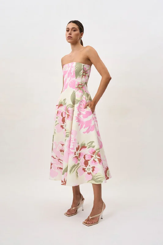 Price Reduction Carrie Strapless Dress | Final Sale - Pink Ivory Green