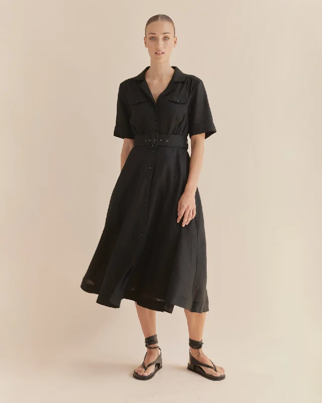 Low Prices Cadence Linen Dress - Black