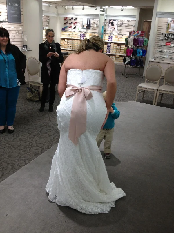 Can't Be Beat Other Strapless Lace Gown with Ribbon Detail WG3381