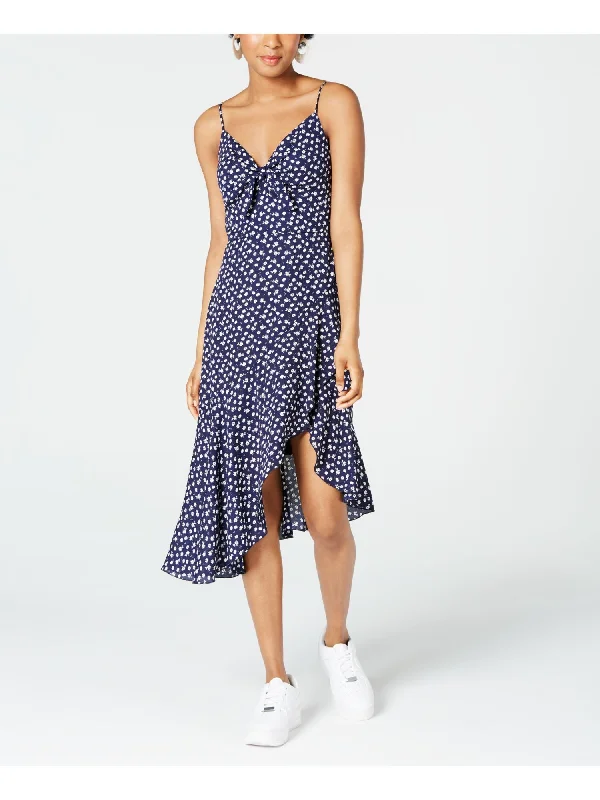 Last Chance CITY STUDIO Womens Floral Spaghetti Strap V Neck Midi Shift Dress