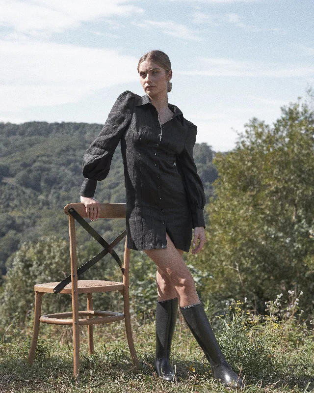 Price Rollback Emmie Linen Mini Dress - Black