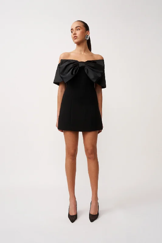 Daily Deals The Molly Bow Mini Dress | Final Sale - Black