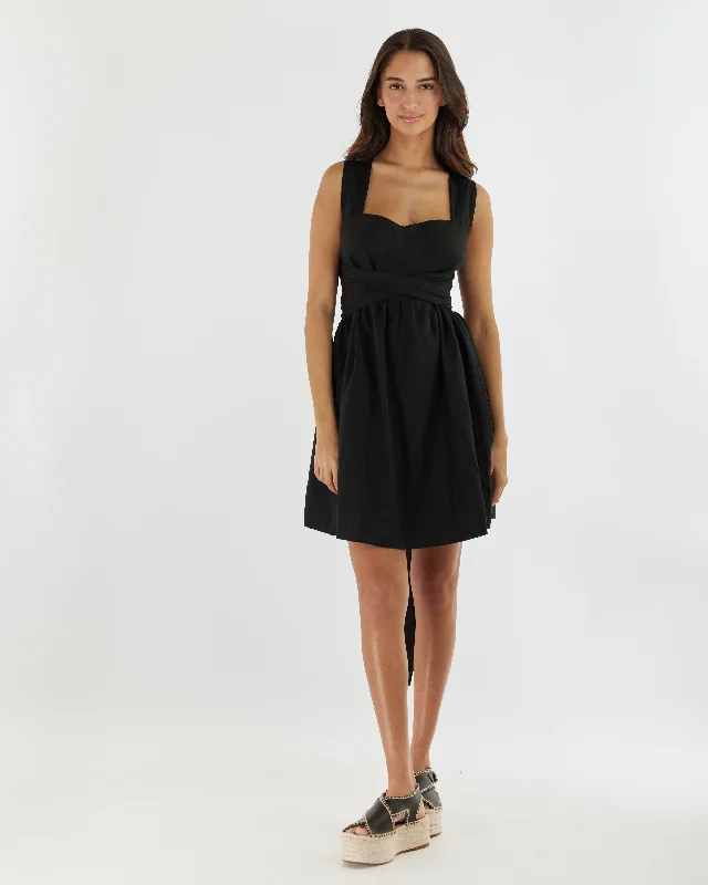 Special Buy Juliette Linen Mini Dress - Black