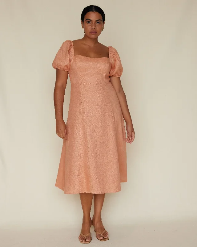 Can't Miss Muse Linen Dress - Apricot