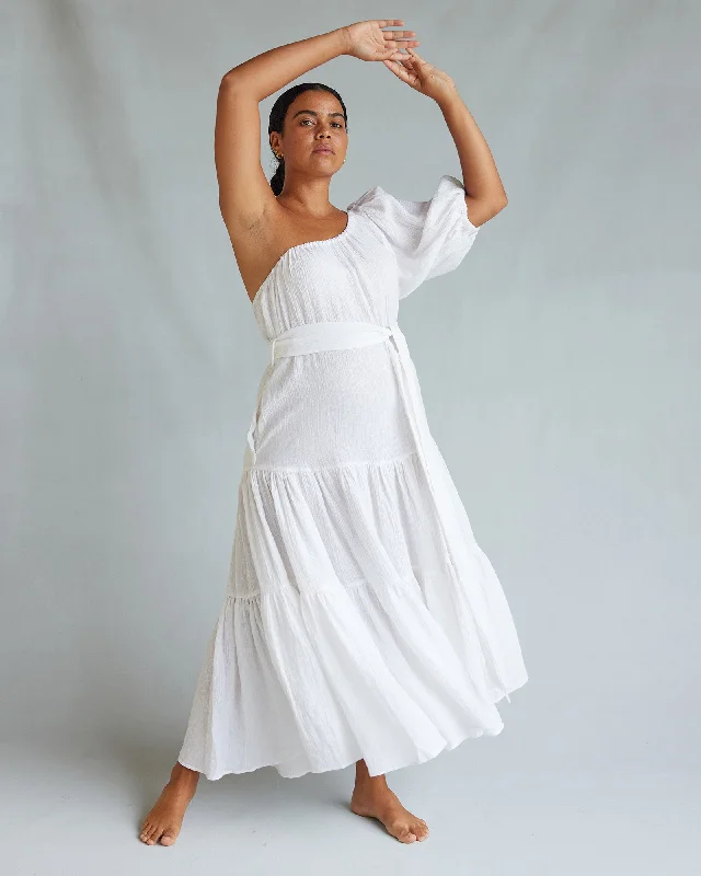 Clearance Items Saloma Linen O/S Dress - White