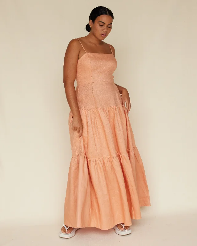 Stock Clearance Sorrento Linen Maxi Dress - Apricot