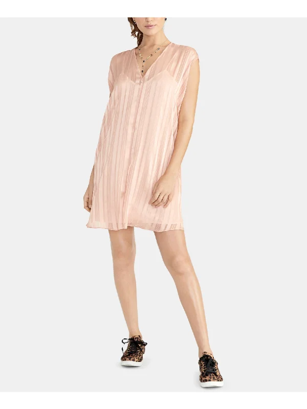 Lowest Price RACHEL ROY Womens Sleeveless V Neck Mini Shift Dress