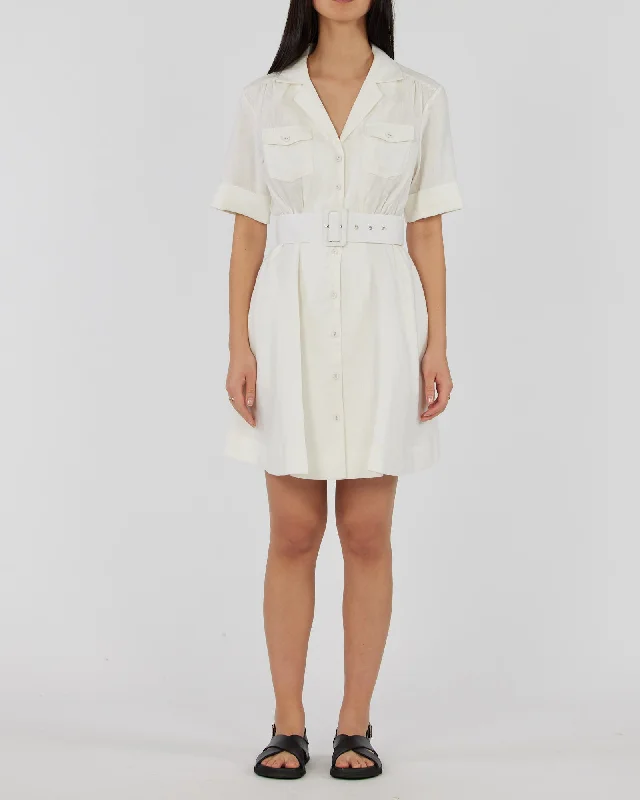 Super Sale Cadence Linen Mini Dress - White