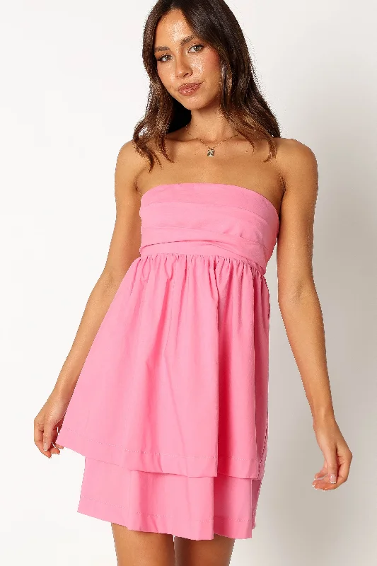 Bargain Bin Rubee Strapless Tiered Mini Dress - Pink