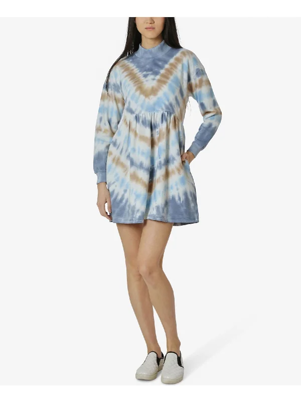 Instant Discount ULTRA FLIRT Womens Light Blue Tie Dye Mini Shift Dress