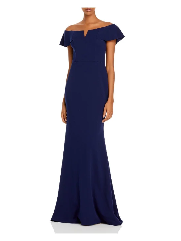 Mega Sale AQUA FORMAL Womens Short Sleeve Off Shoulder Full-Length Formal Fit + Flare Dress