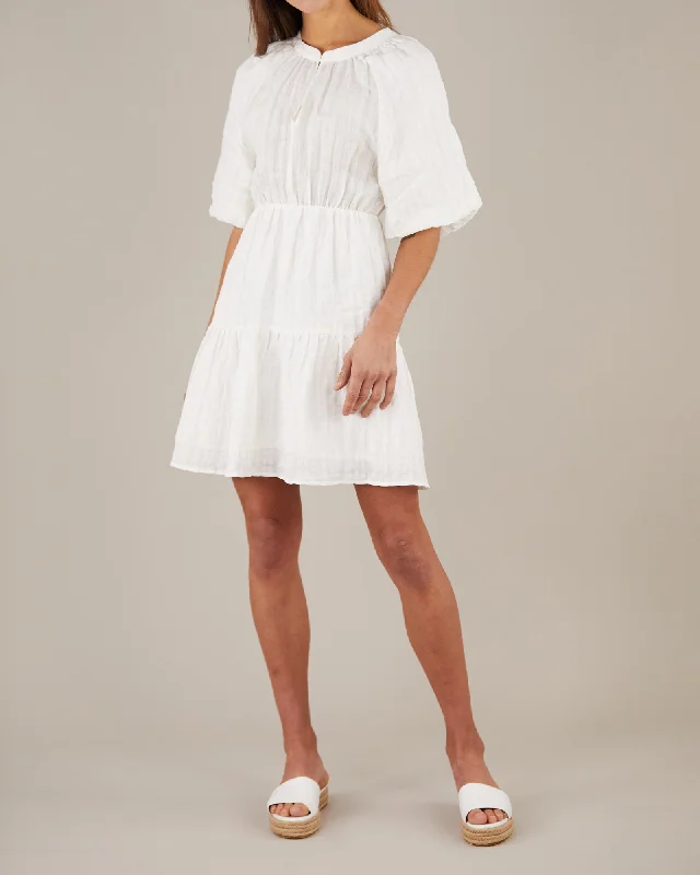 Fantastic Offers Pila Linen Mini Dress - White
