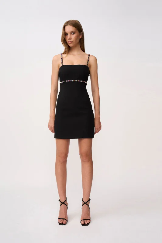Deal Zone Enza Diamante Mini Dress - Black Multi