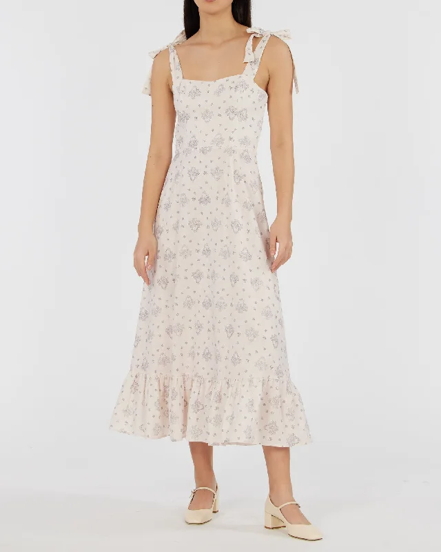 Year-End Clearance Blue Maiden Linen Midi Dress