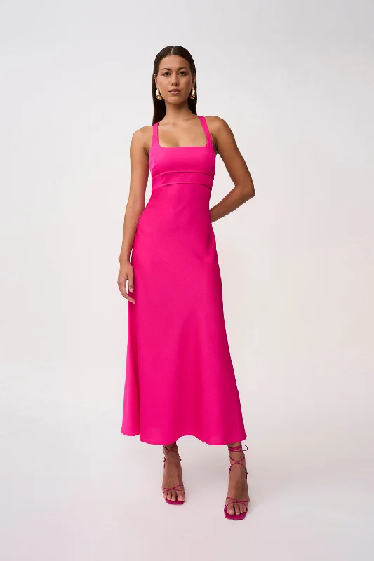 Unbeatable Prices Soleil Pipe Bias Midi Dress | Final Sale - Fuchsia Pink