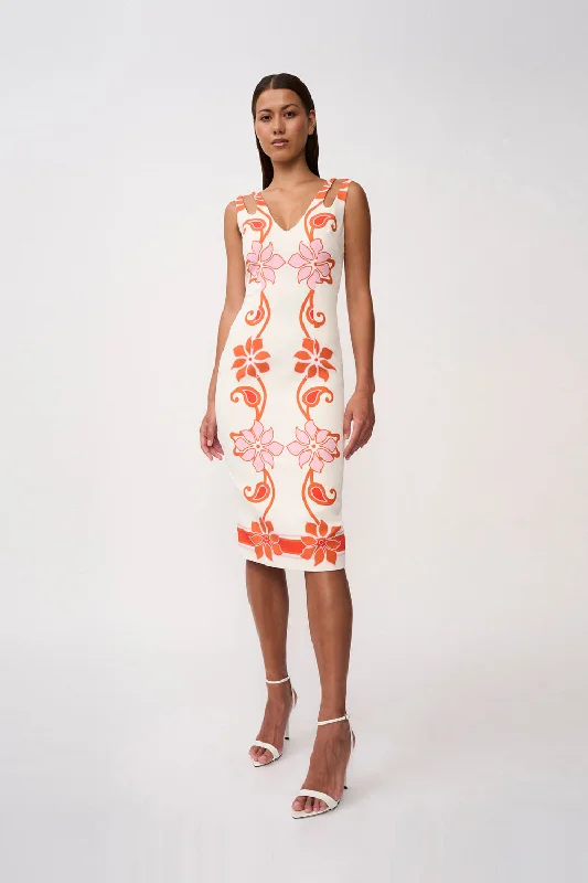 Clearance Event Sierra Paradiso Shift Midi Dress | Final Sale - Pink Red Orange