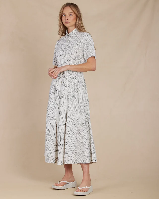Price Cut Renata Stripe Linen Dress - Marino