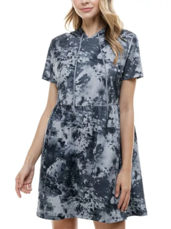 Discount Extravaganza BEBOP Womens Navy Tie Dye Short Sleeve Above The Knee Dress