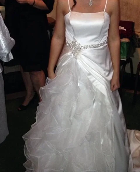Unmissable Offer David's Bridal DB Satin Ball Gown With Ruffled Organza WG3220