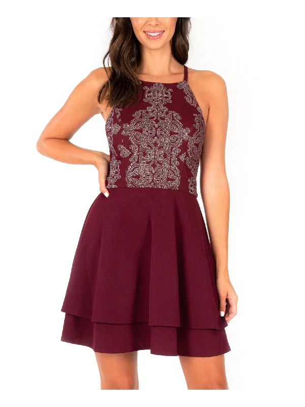 The Best Prices SPEECHLESS Womens Glitter Halter Short Formal Layered Dress