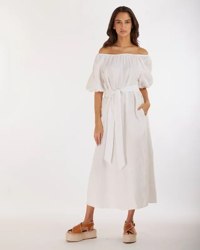 Big Savings Wren Linen Maxi Dress - White