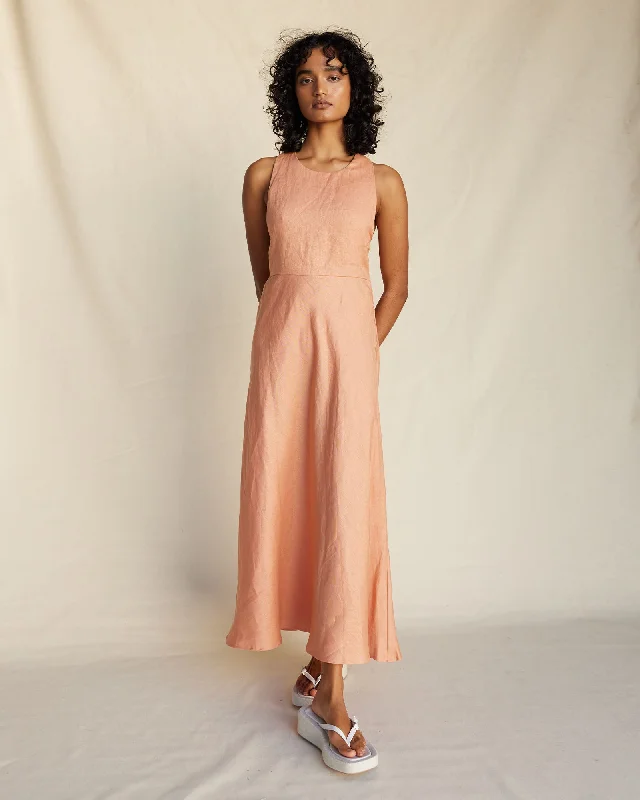 The Best Prices Zaina Linen Halter Maxi Dress - Apricot