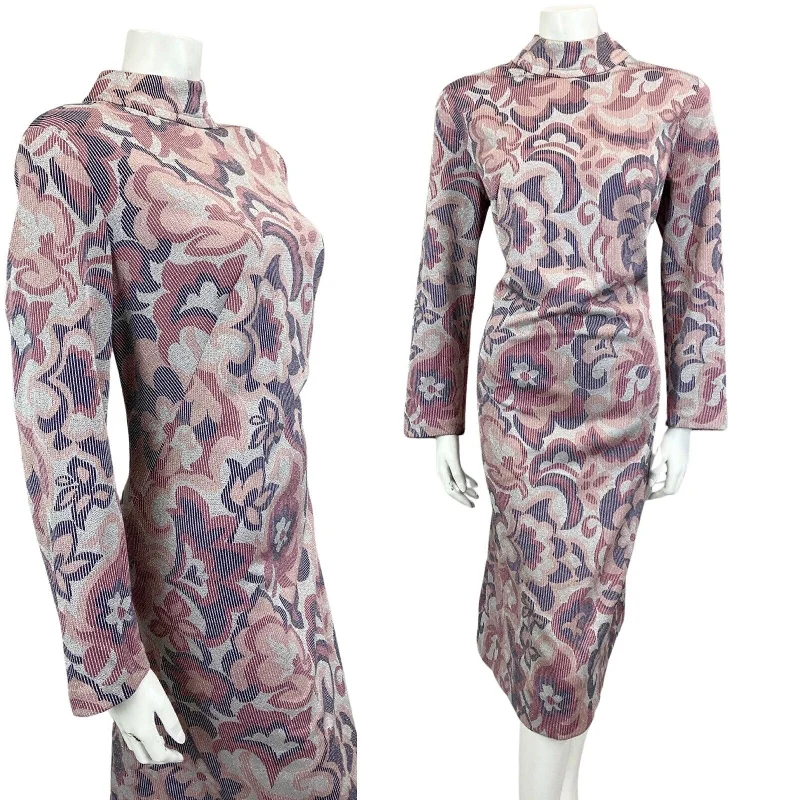 Savings Galore VTG 60s 70s SILVER PURPLE PINK DISCO MIDI PARTY CHRISTMAS EVENING DRESS 16 18
