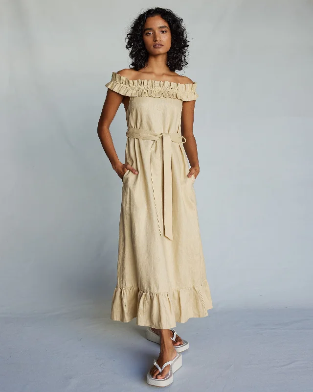 Steals and Deals Gaia Linen Dress - Sand