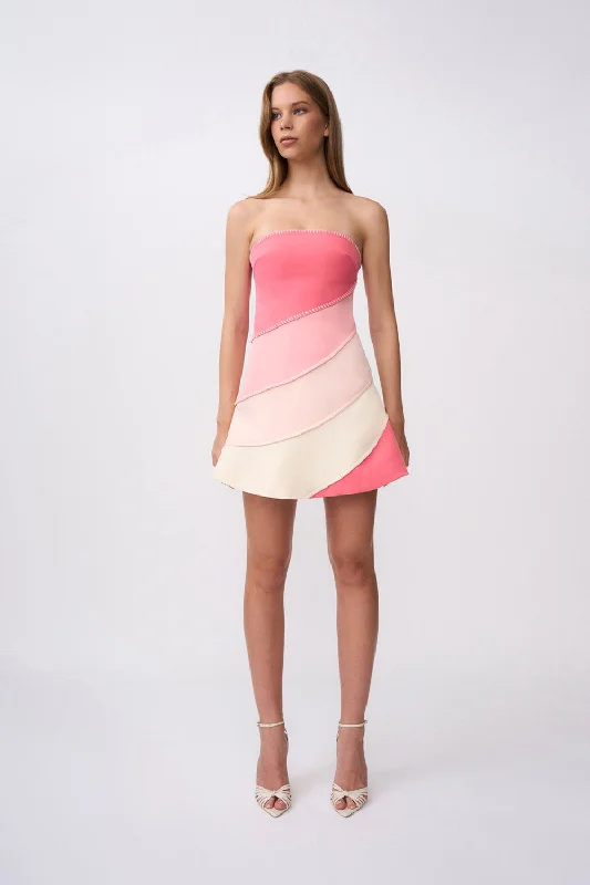 Closeout Spectrum Strapless Mini Dress | Fina Sale - Pink Ivory Multi