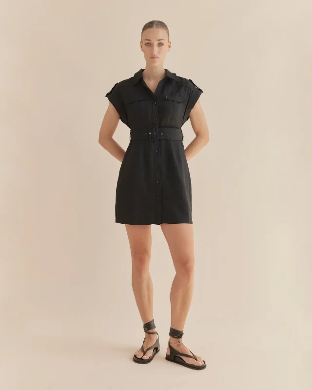 Hurry In Esra Utility Mini Dress - Black