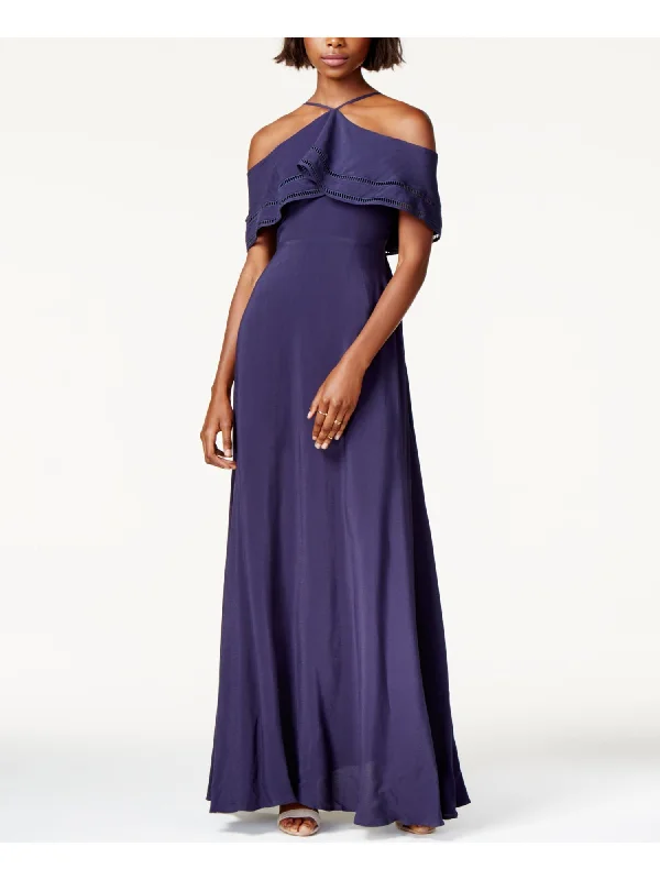 Weekend Deal MARE MARE Womens Navy Halter Full-Length Evening Empire Waist Dress