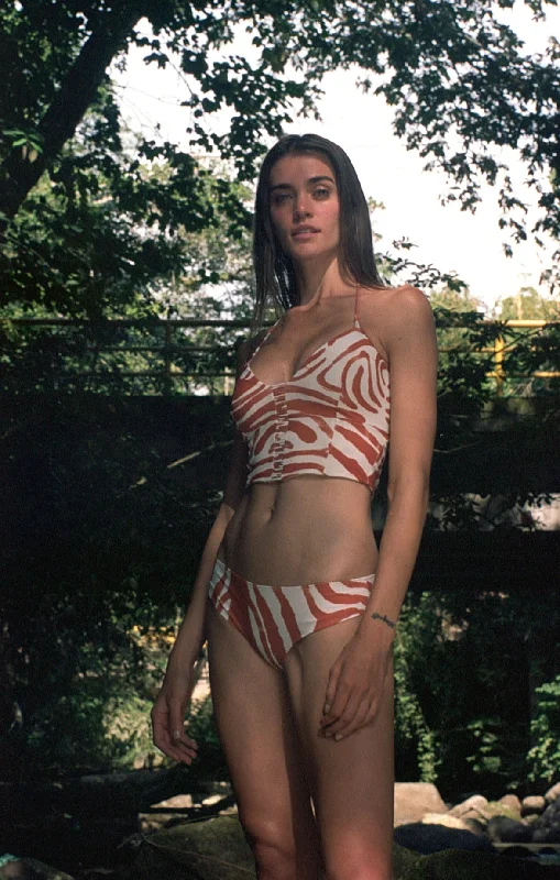 Instant Discount Tangerine Zebra Print Bikini Bottom