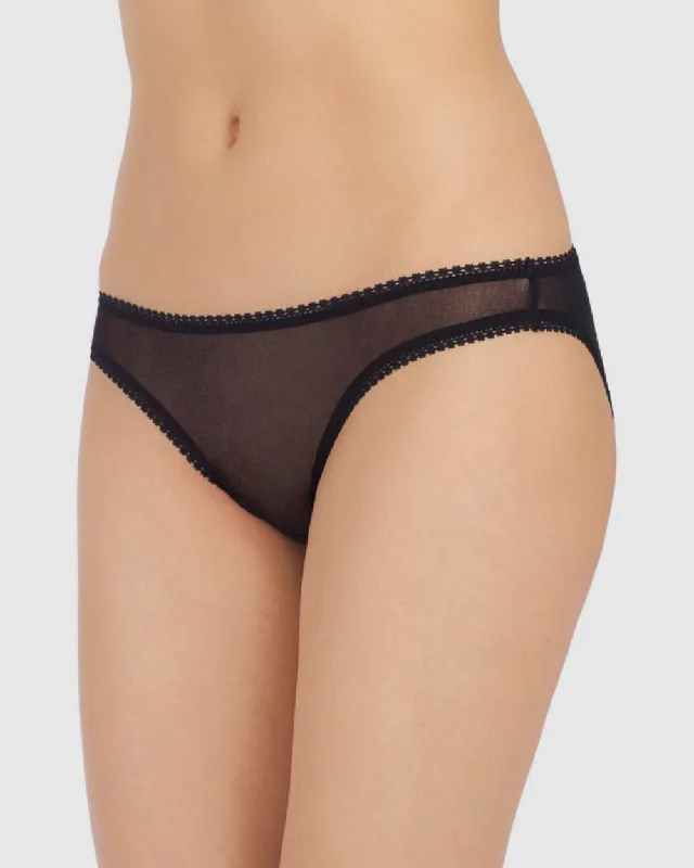 Deep Discounts Gossamer Mesh Hip Bikini Underwear - Black