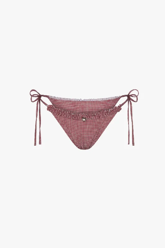 Best Deals RUFFLE CHARM BIKINI BOTTOM IN RED GINGHAM