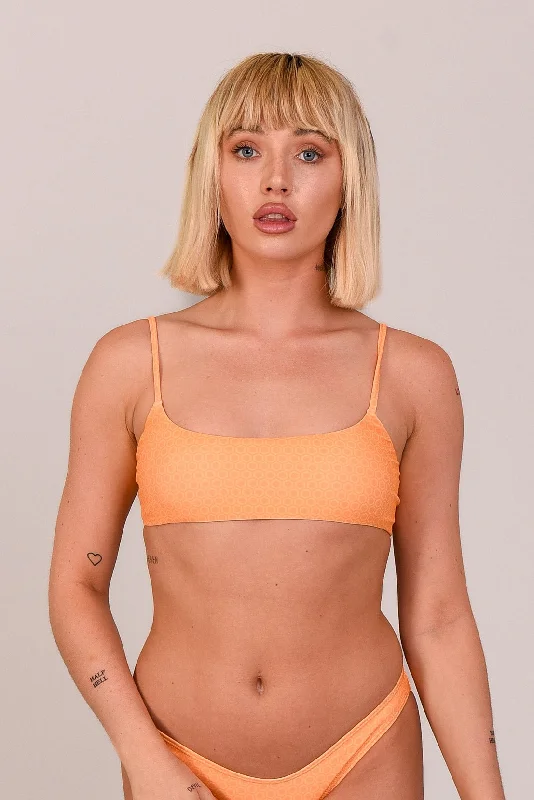 Seasonal Clearance Tangerine Squeeze Lace up Crop Bikini Top